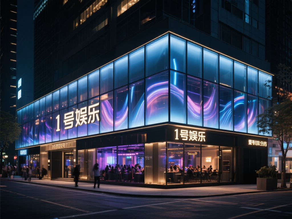 以壹号娱乐某分店为例，其位于城市核心地段的外观设计